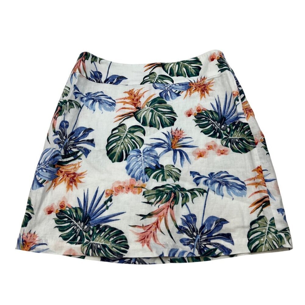 Tommy Bahama Women’s Linen Skirt Tropical Print Size 4 Zip